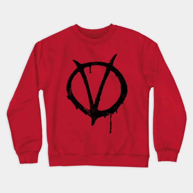 V for Vendetta Symbol Vintage Crewneck Sweatshirt by Coccomedian